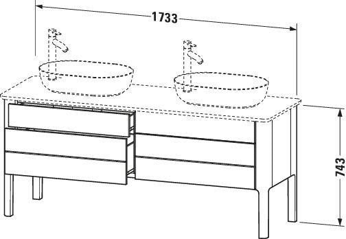DURAVIT Luv Waschtischunterbau bodenstehend 1733 mm Taupe Seidenmatt 2 Auszüge