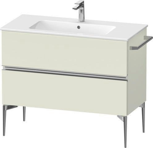 Duravit Sivida Waschtischunterbau 1010 mm bodenstehend, 2 Schubkästen, Soft-Close, Weiß Matt/Chrom