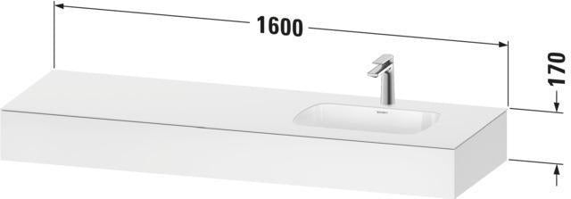 DURAVIT Qatego Einbau-Waschtisch mit Konsole 1600x550x170mm Hochglanz Matt Weiß