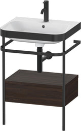 DURAVIT Happy D.2 c-bonded Waschtischset mit Metallkonsole und Schubkasten – Nussbaum gebürstet, 575 mm