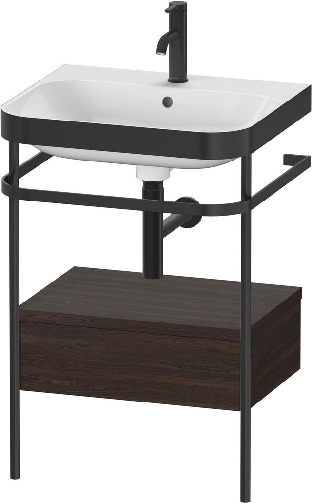 DURAVIT Happy D.2 c-bonded Waschtischset mit Metallkonsole und Schubkasten – Nussbaum gebürstet, 575 mm