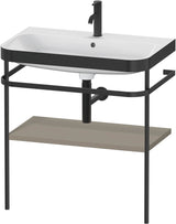 Duravit Happy D.2 c-bonded Waschtischset 775 mm mit Metallkonsole, Steingrau Seidenmatt