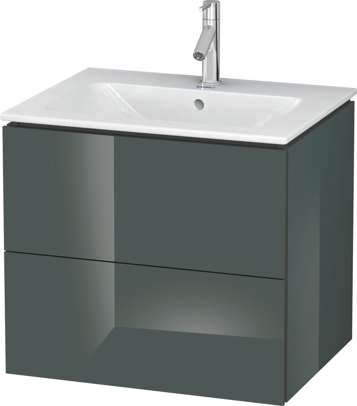 Duravit L-Cube Waschtischunterbau 481x620x550 mm, 2 Schubkästen, Amerikanisch Nussbaum – Wandhängend