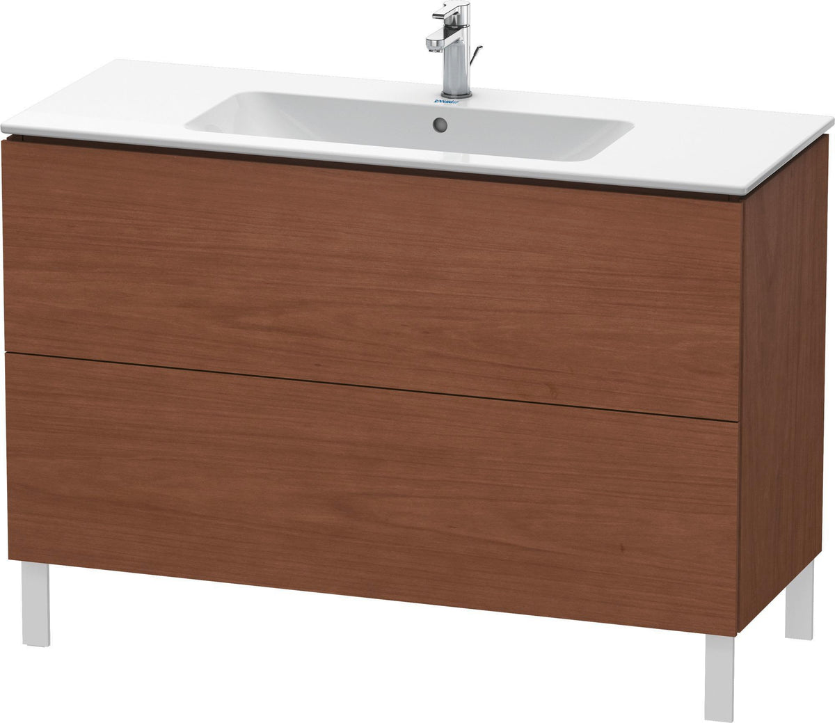 Duravit L-Cube Waschtischunterbau 1220 mm, 2 Auszüge, amerikanischer Nussbaum, bodenstehend