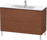 Duravit L-Cube Waschtischunterbau 1220 mm, 2 Auszüge, amerikanischer Nussbaum, bodenstehend