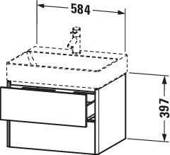 DURAVIT XSquare Waschtischunterbau 584 mm, 2 Schubkästen, Tip-On, Taupe Seidenmatt