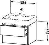 DURAVIT XSquare Waschtischunterbau 584 mm, 2 Schubkästen, Tip-On, Taupe Seidenmatt