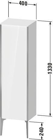 DURAVIT XViu Halbhochschrank 400x360x1330mm, 1 Tür, Tip-on, Taupe seidenmatt, Glasböden