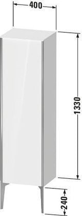 DURAVIT XViu Halbhochschrank 400x360x1330mm, 1 Tür, Tip-on, Taupe seidenmatt, Glasböden