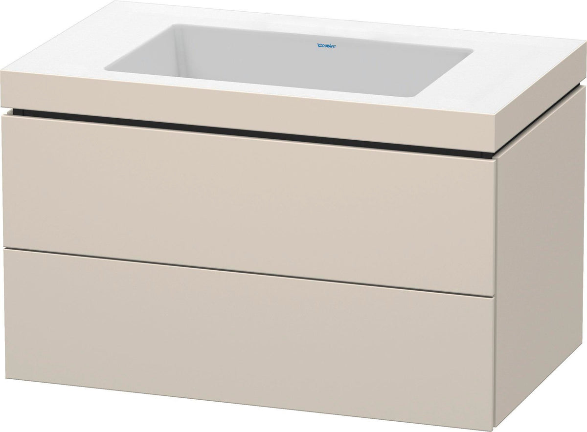 Duravit L-Cube c-bonded Waschtischset 800 mm mit Vero Air Becken, 2 Schubkästen, Schwarz Hochglanz