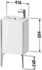 Duravit XViu Waschtischunterbau bodenstehend 594 mm, 1 Tür rechts, weiß hochglanz – ohne Griff