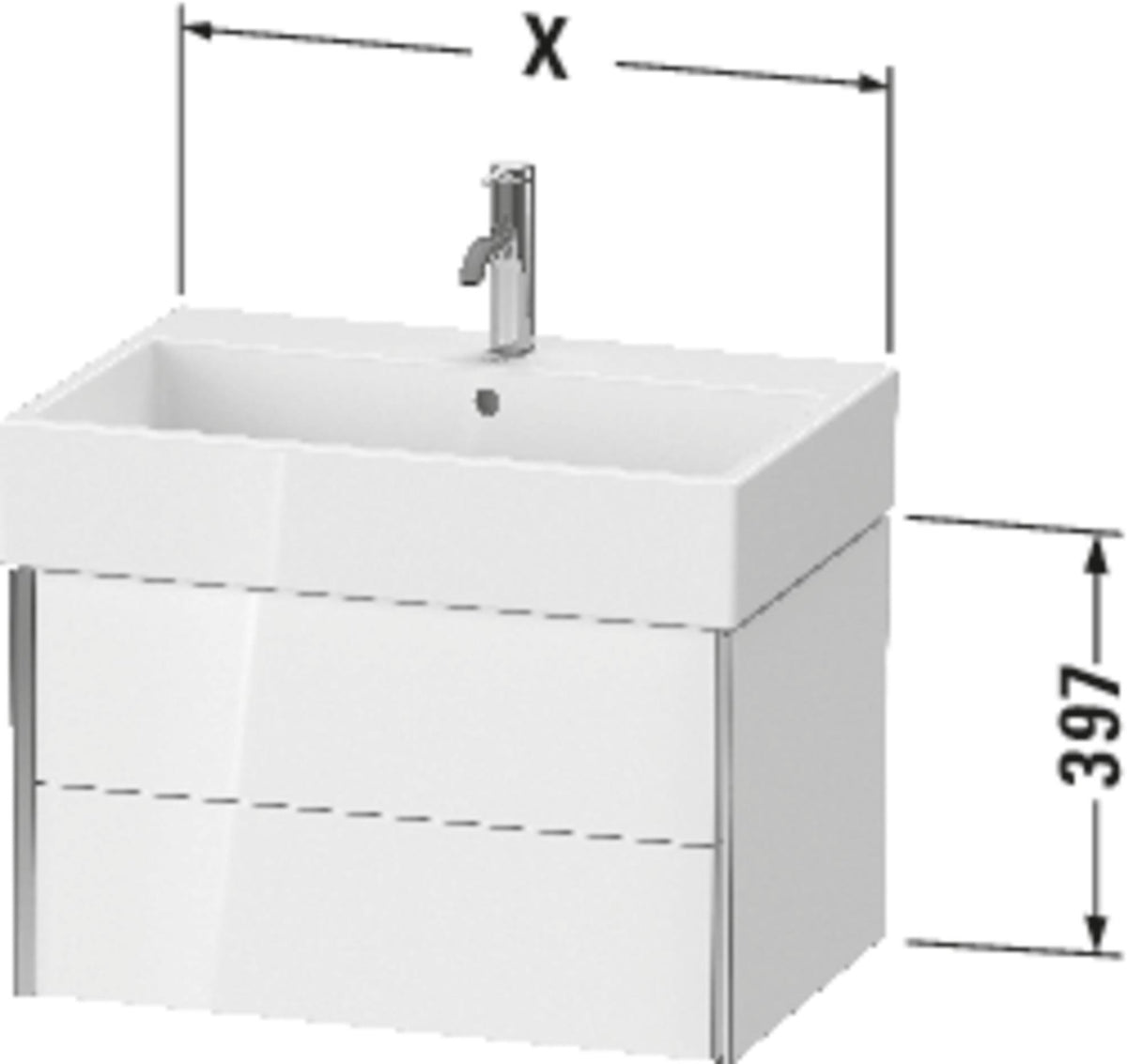 Duravit XVIU Waschtischunterbau 684 mm weiß matt mit Tip-On-Technik für Vero Air