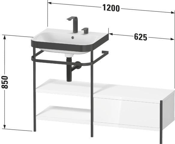 Duravit Waschtischset Happy D.2 Plus 1200x490mm Taupe Supermatt – Einrichtungssystem Nussbaum Mitte