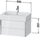 Duravit XVIU Waschtischunterbau 684 mm in Seidenmatt für Vero Air – Wandhängend mit 2 Schubkästen
