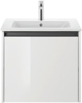 Duravit ME by Starck Möbelwaschtisch 630 mm, weiss seidenmatt, mit Überlauf, 1 Hahnloch