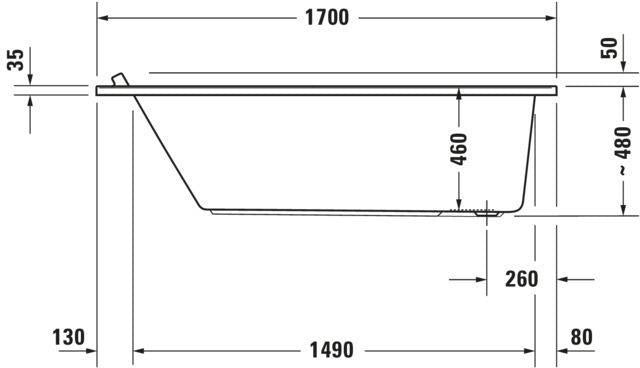 DURAVIT Starck Whirlwanne Rechteck 1700x800mm Einbau Weiß mit Combi-System L