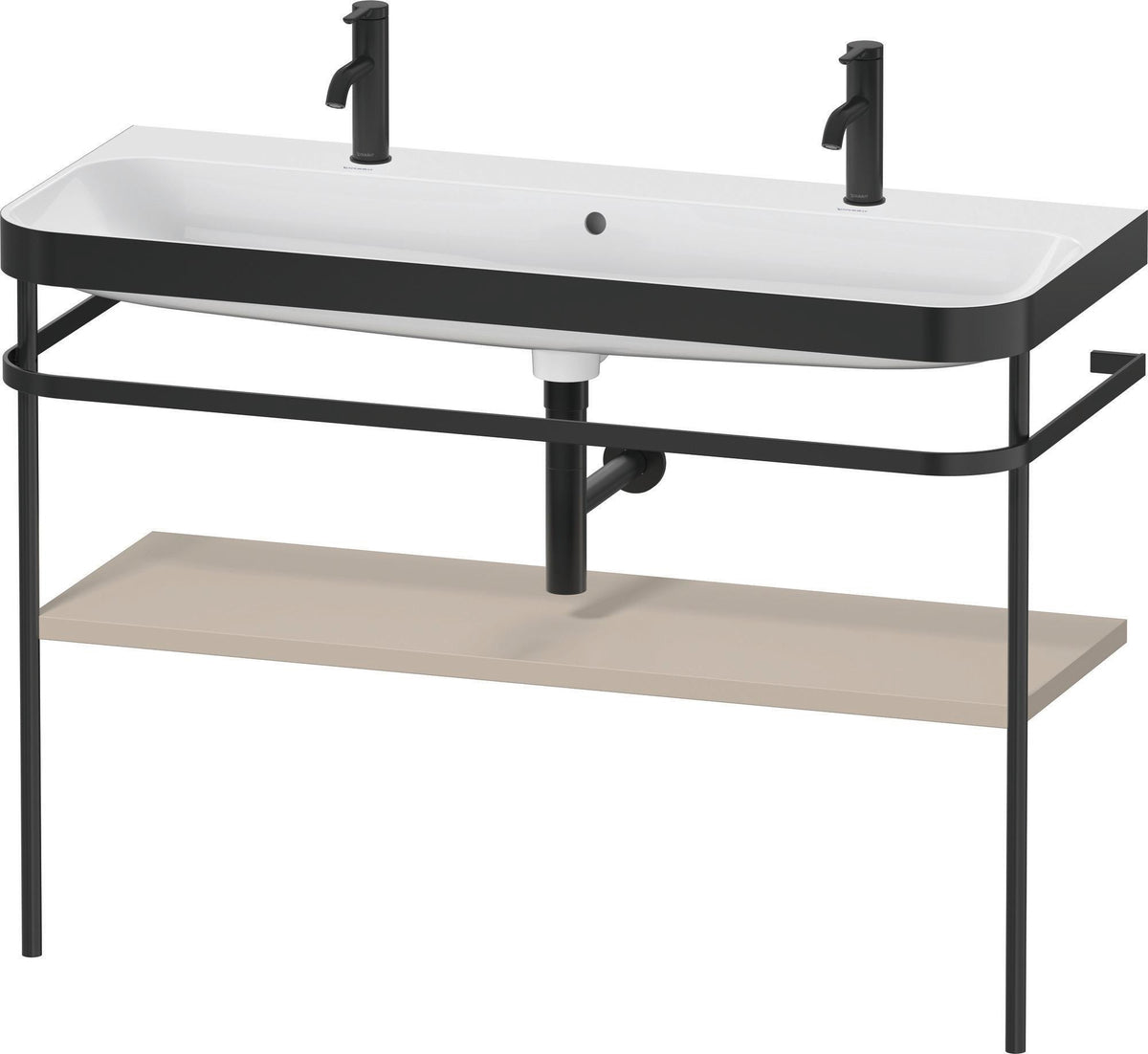 DURAVIT Happy D.2 c-bonded Waschtischset 1175 mm mit Metallkonsole, Taupe seidenmatt