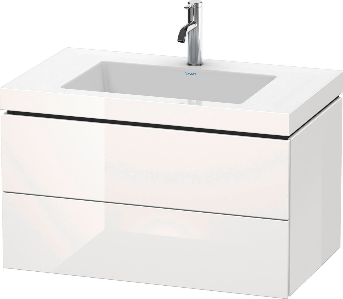 Duravit L-Cube c-bonded Waschtischset 800 mm mit Vero Air Becken, 2 Schubkästen, Schwarz Hochglanz