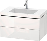 Duravit L-Cube c-bonded Waschtischset 800 mm mit Vero Air Becken, 2 Schubkästen, Schwarz Hochglanz