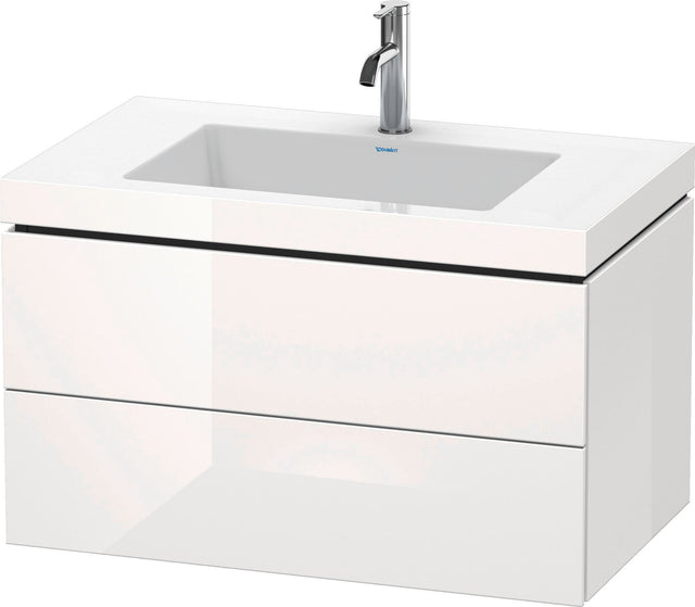 Duravit L-Cube c-bonded Waschtischset 800 mm mit Vero Air Becken, 2 Schubkästen, Schwarz Hochglanz