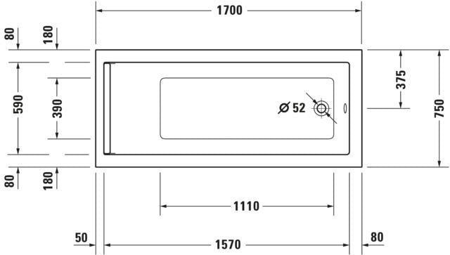 DURAVIT Starck Rechteck-Whirlwanne 1700x750 mm mit Combi-System L, Überlauf und Fußgestell