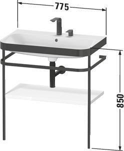 DURAVIT Happy D.2 c-bonded Waschtischset mit Metallkonsole 850x775x490mm Nussbaum gebürstet