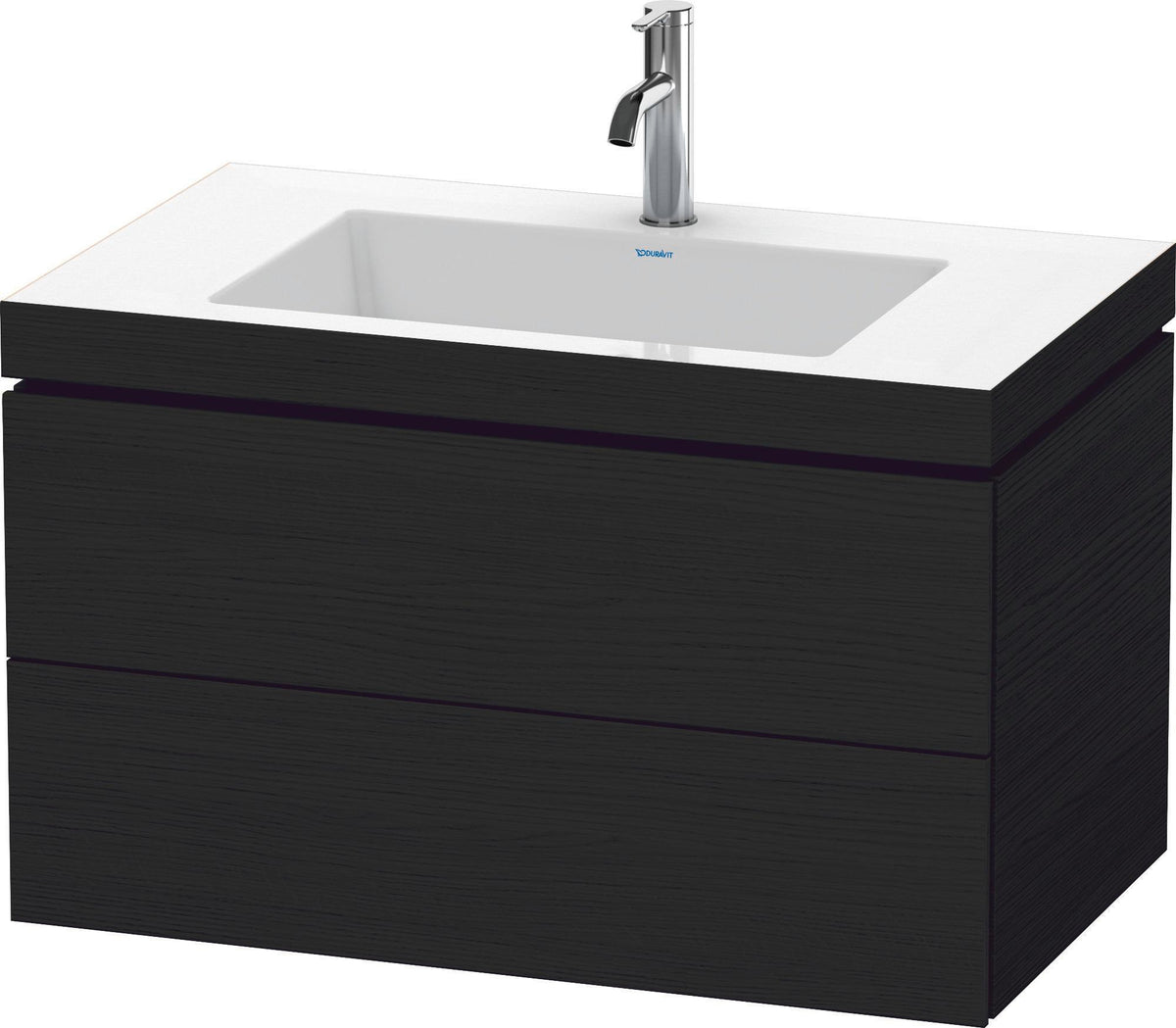 Duravit L-Cube c-bonded Waschtischset 800 mm mit Vero Air Becken, 2 Schubkästen, Schwarz Hochglanz