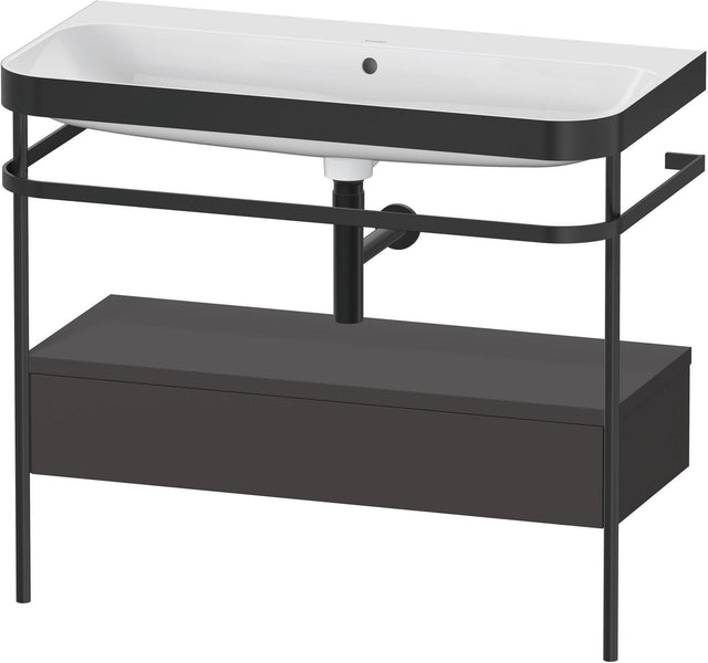 DURAVIT Happy D.2 c-bonded Waschtischset 975 mm mit Metallkonsole, graphit supermatt