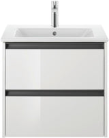 Duravit ME by Starck Möbelwaschtisch 630 mm, weiss seidenmatt, mit Überlauf, 1 Hahnloch