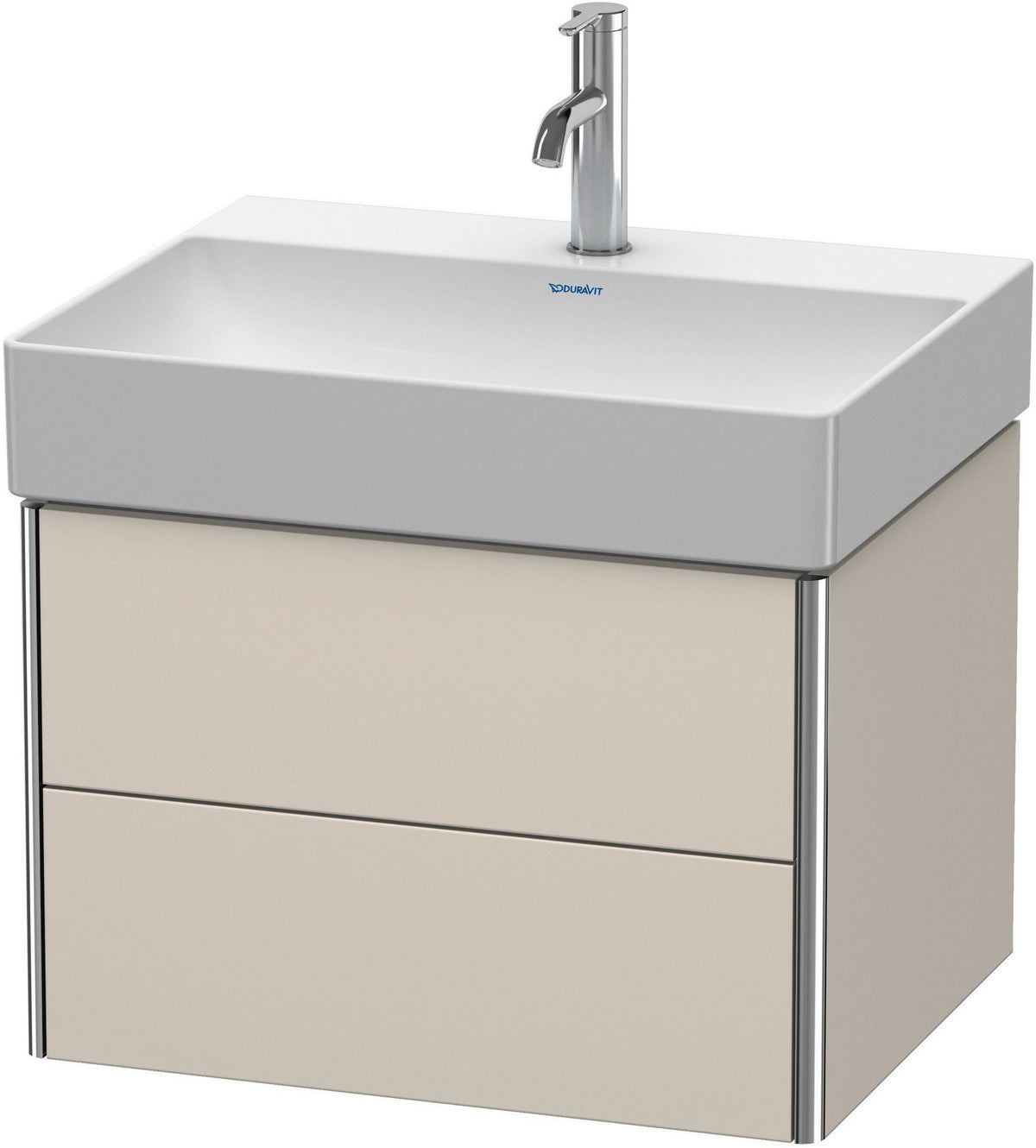 DURAVIT XSquare Waschtischunterbau 584 mm, 2 Schubkästen, Tip-On, Taupe Seidenmatt