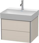 DURAVIT XSquare Waschtischunterbau 584 mm, 2 Schubkästen, Tip-On, Taupe Seidenmatt