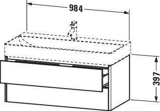 Duravit XSquare Waschtischunterbau 984 mm mit 2 Schubkästen in Graphit Matt