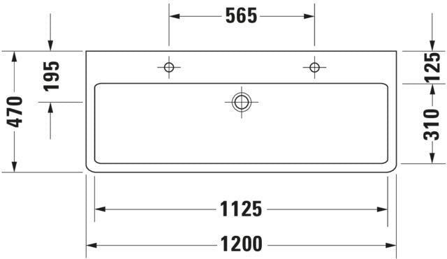 Duravit Waschtisch Vero 1200 mm mit Überlauf, Hahnlochbank und 1 Becken in Weiß