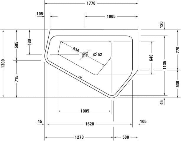 DURAVIT Paiova 5 Whirlwanne 1770x1300 mm Ecke rechts mit Air-System und 12 Bodendüsen in Weiß