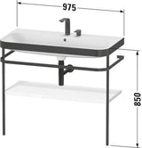 Duravit Happy D.2 c-bonded Waschtischset 975 mm mit Metallkonsole, bodenstehend, 1 Hahnloch, Leinen