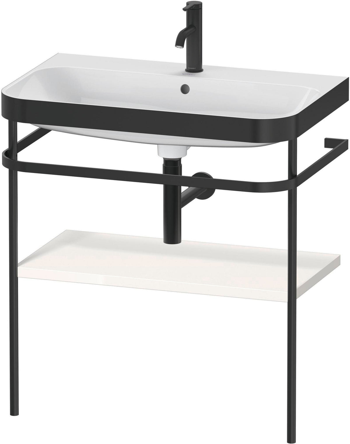 DURAVIT Happy D.2 c-bonded Waschtischset 775 mm mit Metallkonsole, weiß hochglanz, bodenstehend