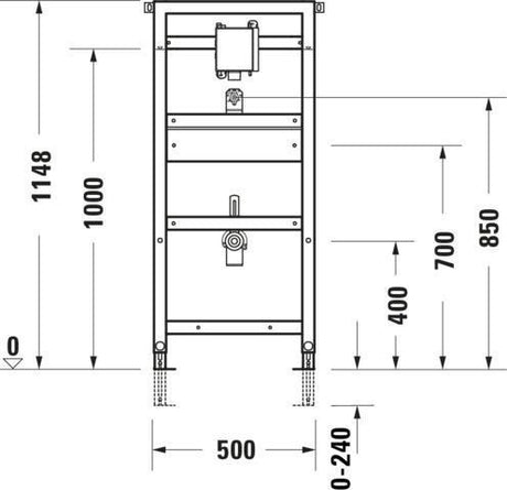 Duravit DURASYSTEM Urinal-Element 500 x 1148 mm für UP-Druckspüler, Trockenbau, vormontiert