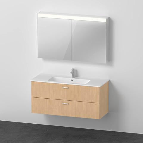DURAVIT XBase Möbel-Set 1300 mm Nussbaum Dunkel mit Waschtisch, Unterbau und Spiegelschrank