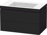 Duravit L-Cube c-bonded Waschtischset 800 mm mit Vero Air Becken, 2 Schubkästen, Schwarz Hochglanz