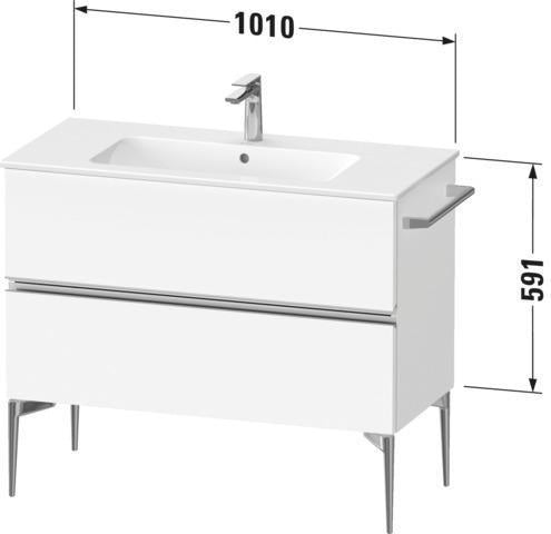 Duravit Sivida Waschtischunterbau 1010 mm bodenstehend, 2 Schubkästen, Soft-Close, Weiß Matt/Chrom