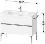 Duravit Sivida Waschtischunterbau 1010 mm bodenstehend, 2 Schubkästen, Soft-Close, Weiß Matt/Chrom