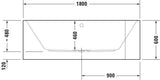 DURAVIT Happy D.2 Whirlwanne 1800x800 mm weiß, Ecke links, 2-Sitzer, inkl. Fußgestell