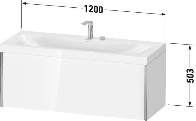 Duravit Möbelwaschtischset XViu 1200x480mm mit Unterbau, 1 Auszug, Ahorn mitte