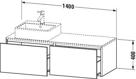 Duravit XSquare Waschtischunterbau 1400 mm wandhängend mit Becken links in s-matt