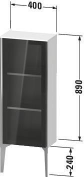DURAVIT XViu Halbhochschrank 890 mm – Glasfront weiß hochglanz, Tip-on, Soft-Close