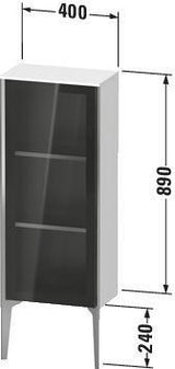 DURAVIT XViu Halbhochschrank 400 mm Parsolglas matt mit Tip-On Technik