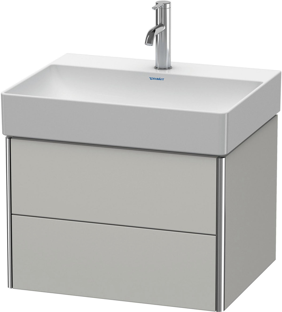 DURAVIT XSquare Waschtischunterbau 584 mm betongrau matt mit 2 Schubkästen und Tip-On-Technik