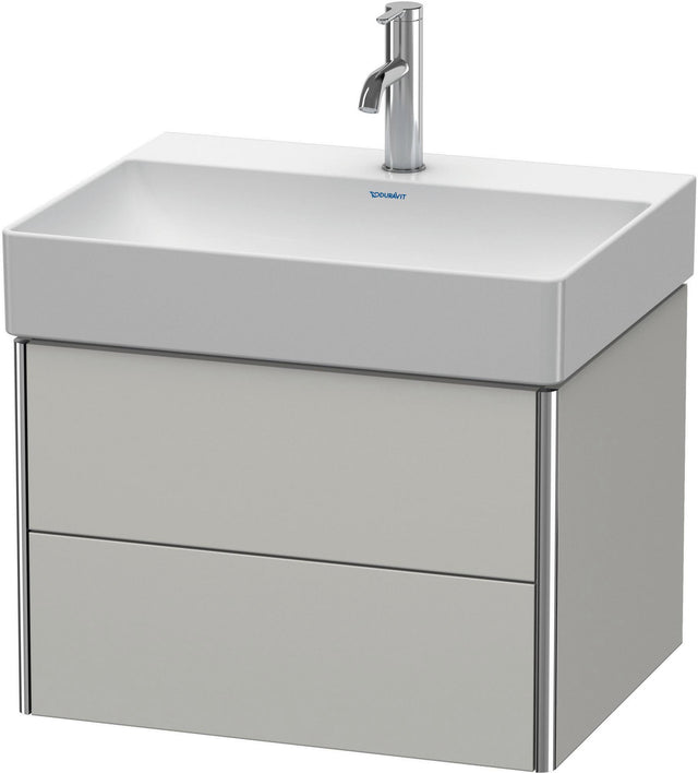 DURAVIT XSquare Waschtischunterbau 584 mm betongrau matt mit 2 Schubkästen und Tip-On-Technik