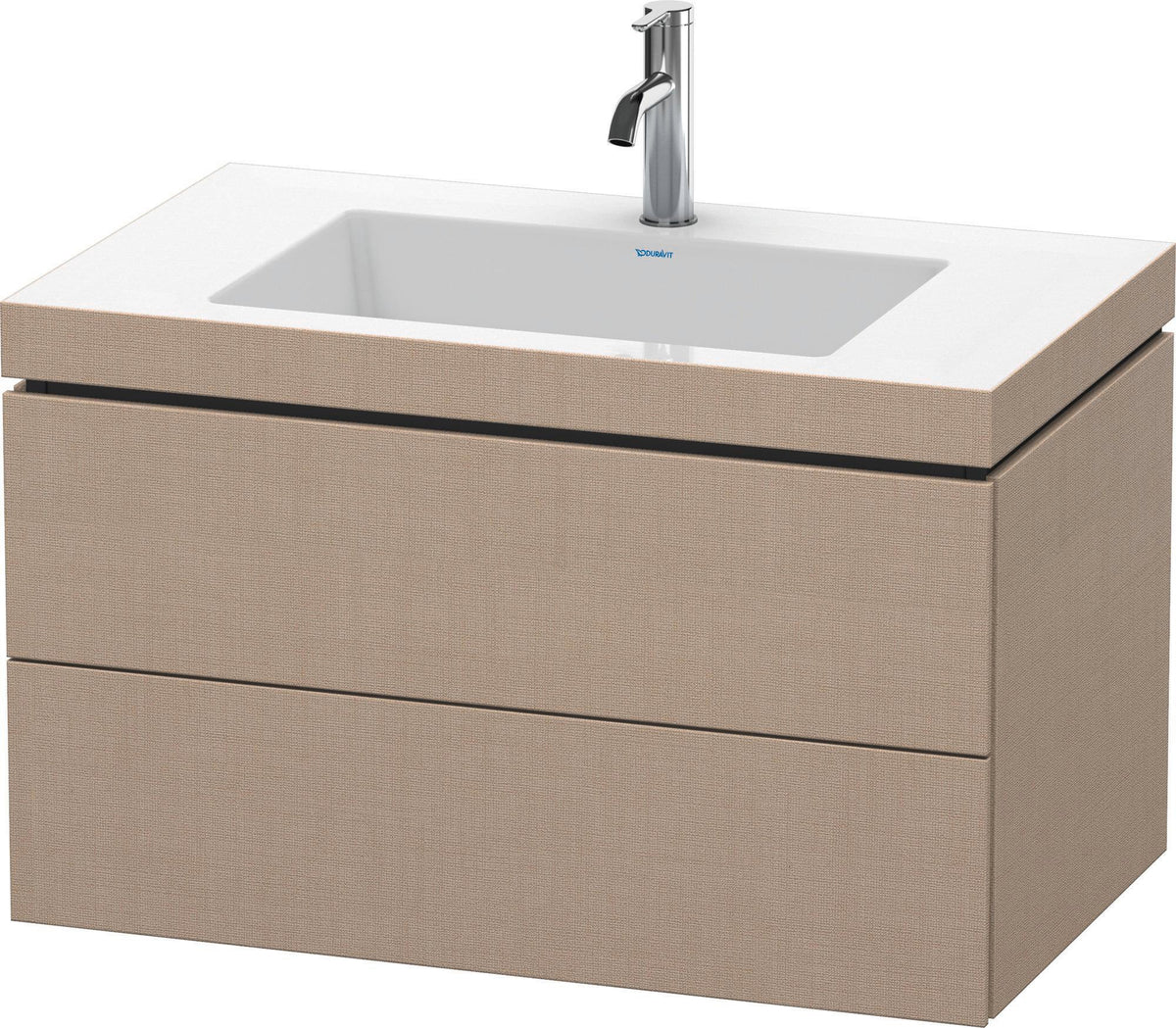 Duravit L-Cube c-bonded Waschtischset 800 mm mit Vero Air Becken, 2 Schubkästen, Schwarz Hochglanz