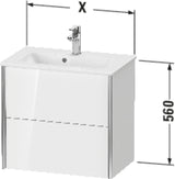 DURAVIT Waschtischunterbau XVIU 610x560x390mm 2 Schubkästen mit Nussbaum-Einrichtung, s-matt